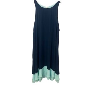 Elegant Navy and Mint Sleeveless Dress
